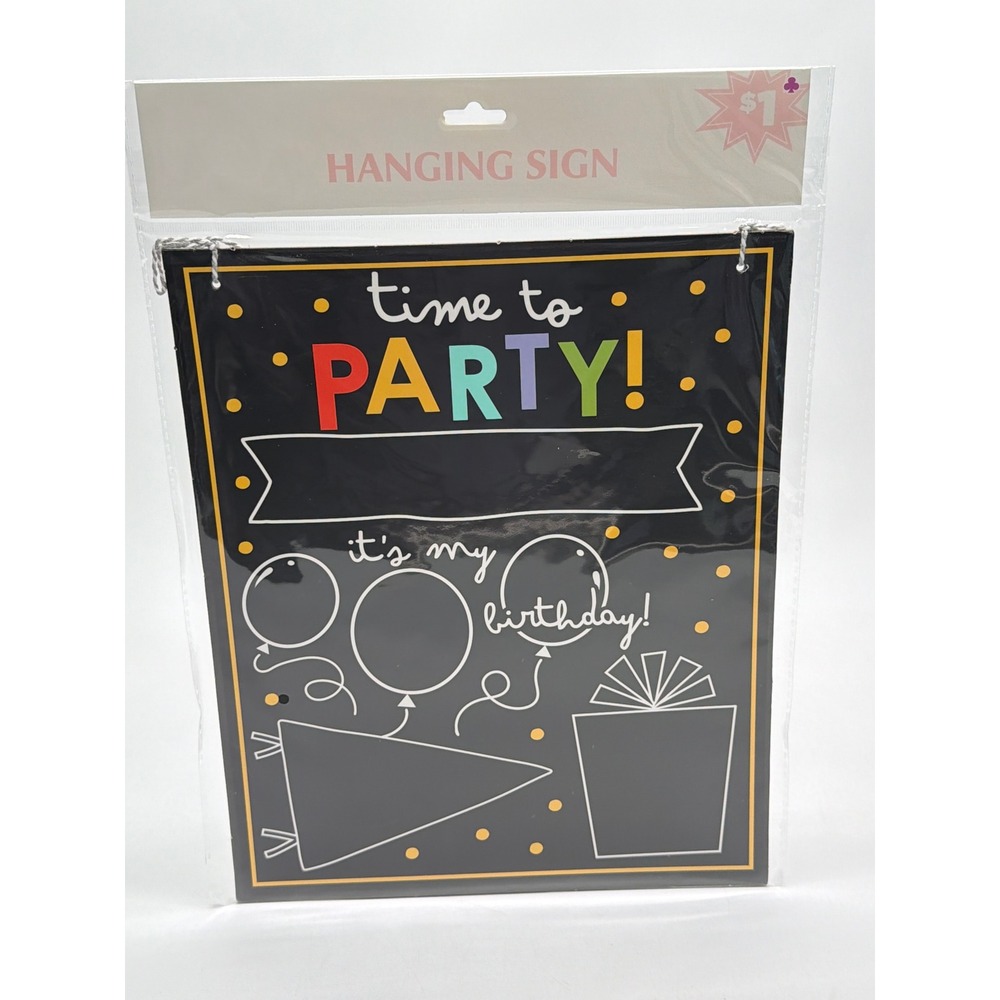 Old East Main Co Time to Party Birthday Hanging Sign Chalkboard‎ Style Decor